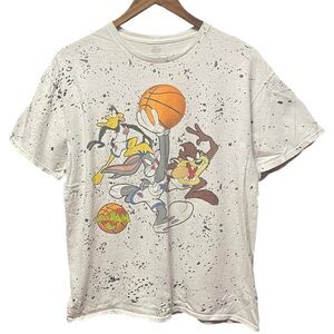 looney Tunes space jam Bugs Bunny taz front graphic short sleeve 90s Y2K T-shirt